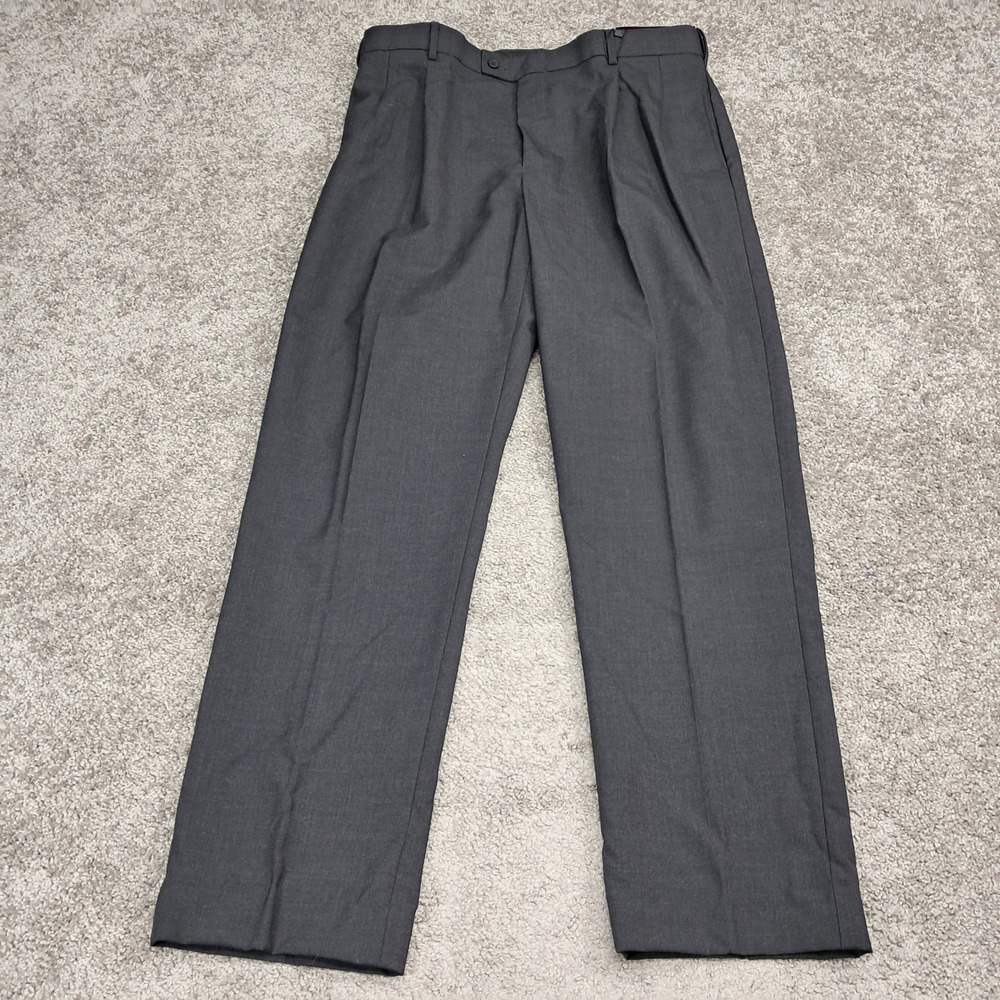 Louis Martin Mens Pleated Wool Blend Dress Pants‎ Charcoal Grey 38x32 660070